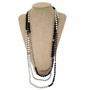 White House Black Market 3 Strand Beaded Necklace